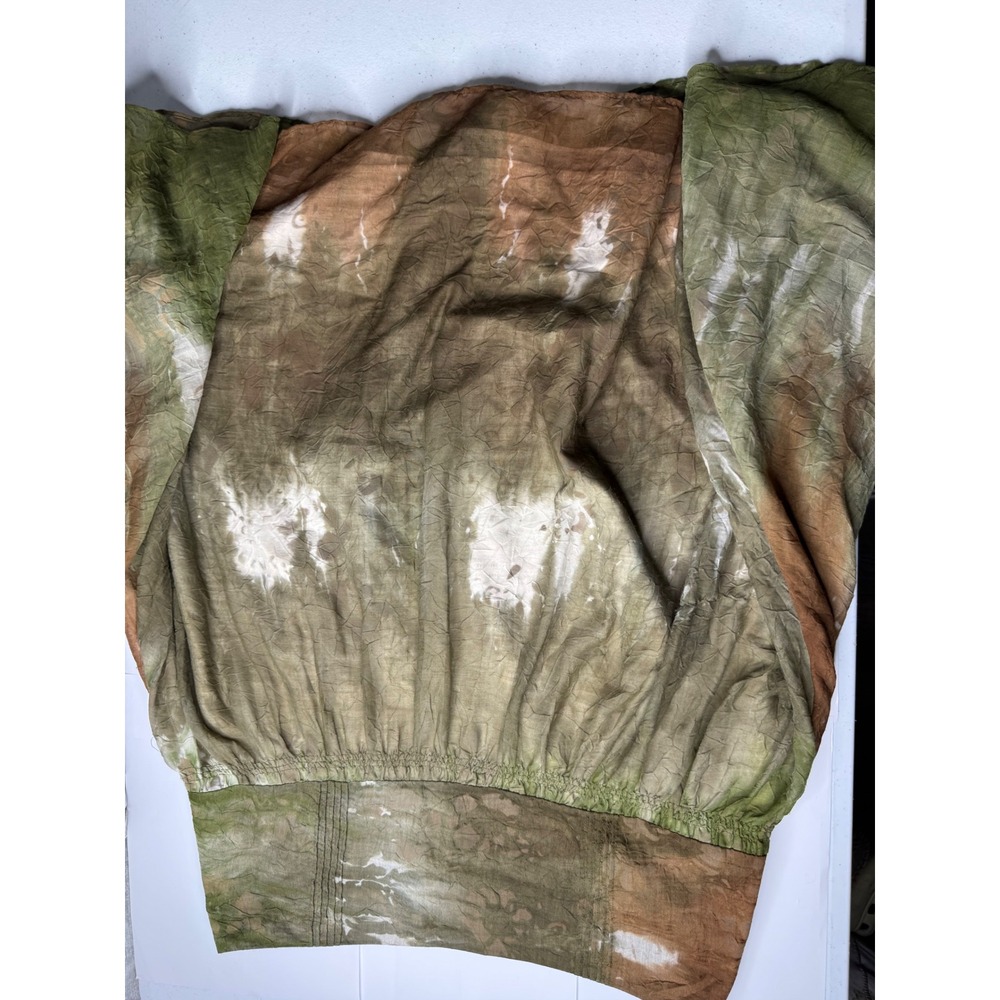Calvin Klein Jeans Tie Dye‎ Crinkle Midi Skirt Green Brown Boho Artsy Womens 8